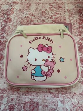 Hello Kitty Pink Cream Make Up Travel Organizer Pouch with Blue Accent